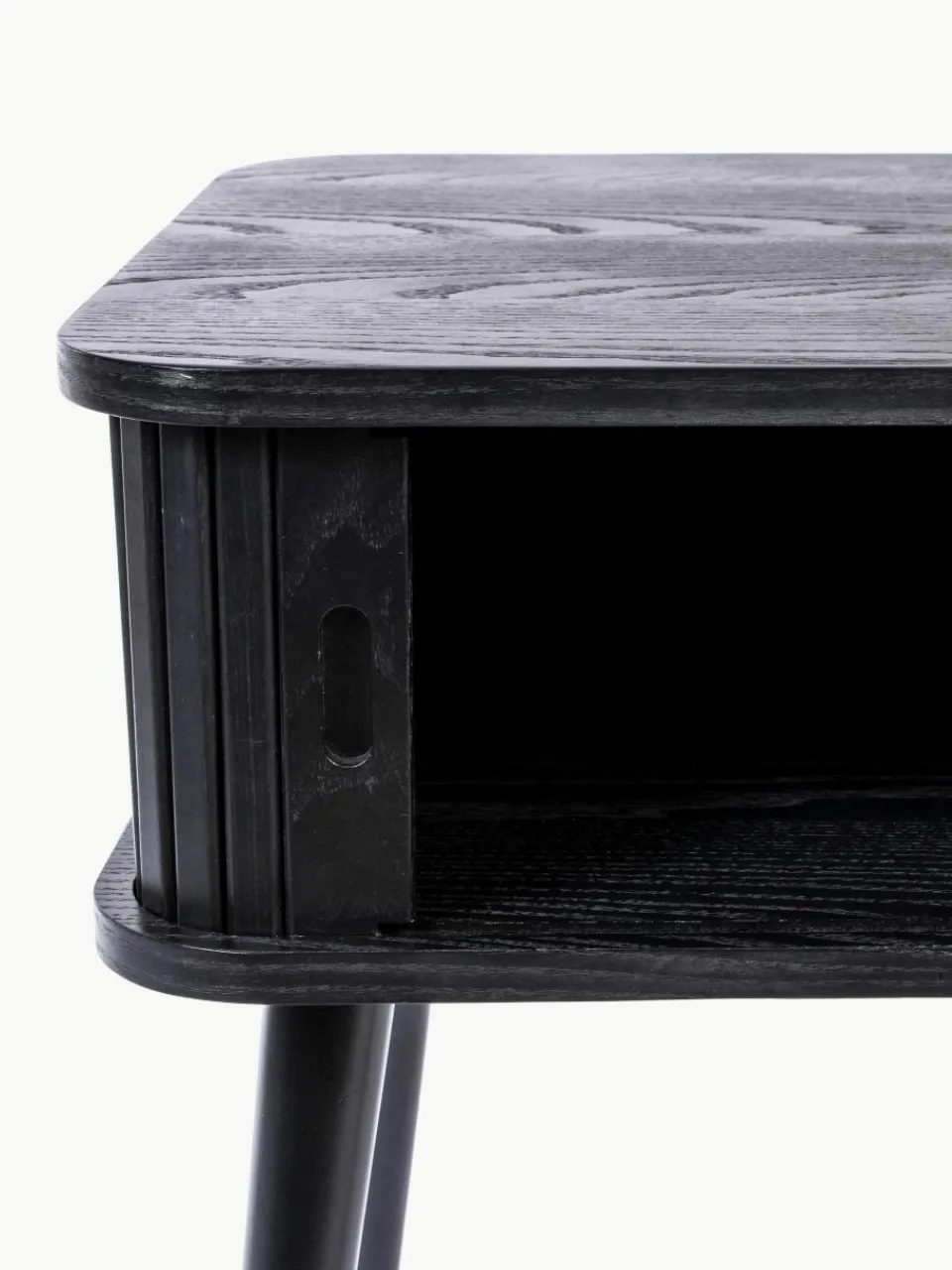 Houten nachtkastje Barbier met roldeur en gecanneleerde voorkant^Zuiver Best