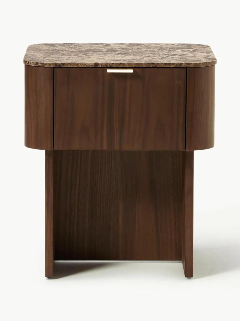 Houten nachtkastje Zumi met marmeren blad^Westwing Collection Outlet