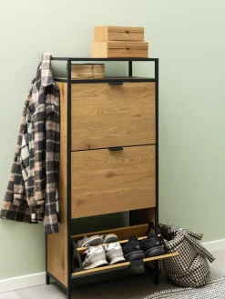 Houten schoenenkast Seaford met opvouwbare vakken^Westwing Discount