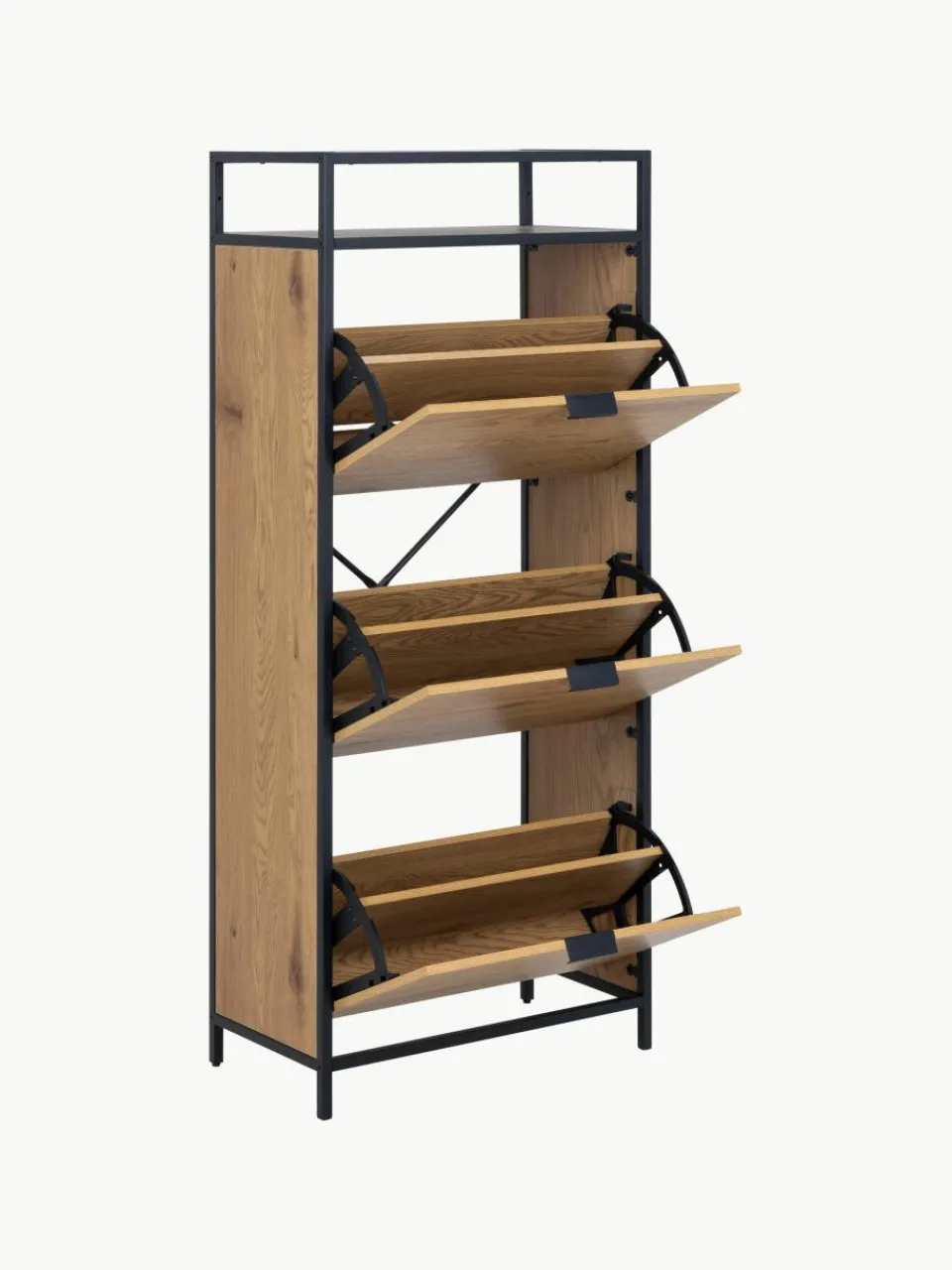 Houten schoenenkast Seaford met opvouwbare vakken^Westwing Discount