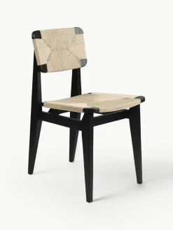 Houten stoel C-Chair van eikenhout met gevlochten zitvlak^GUBI Hot