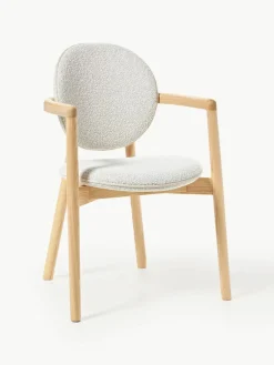 Houten stoel Maia met bouclé bekleding^Westwing Collection Clearance