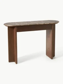 Houten wandtafel Zumi met marmeren blad en lade^Westwing Collection Best