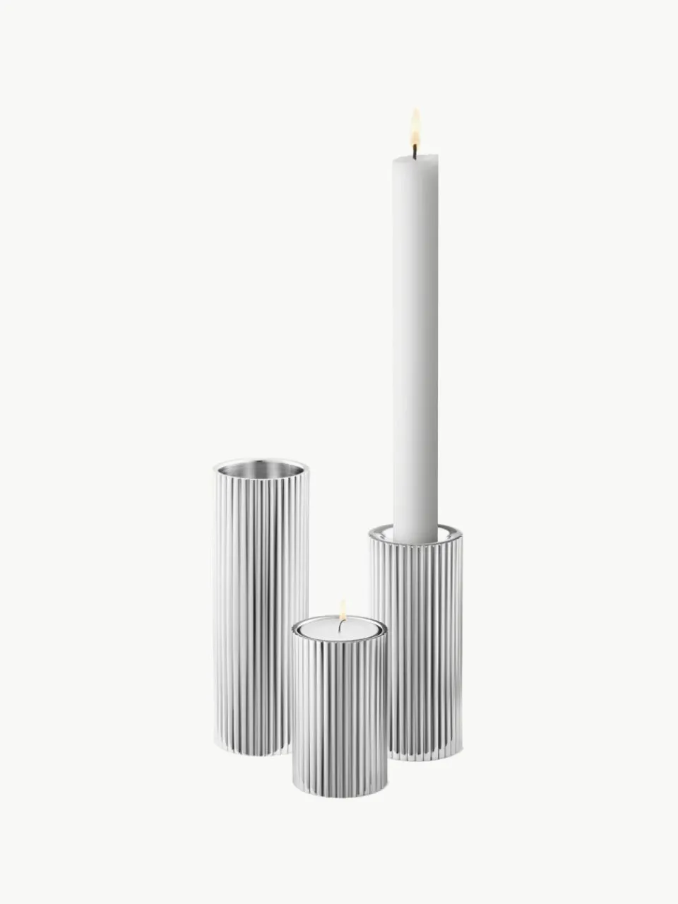 Kandelaar Bernadotte met groefstructuur, H 8 cm^GEORG JENSEN Fashion