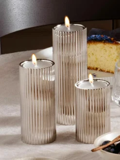 Kandelaar Bernadotte met groefstructuur, H 8 cm^GEORG JENSEN Fashion