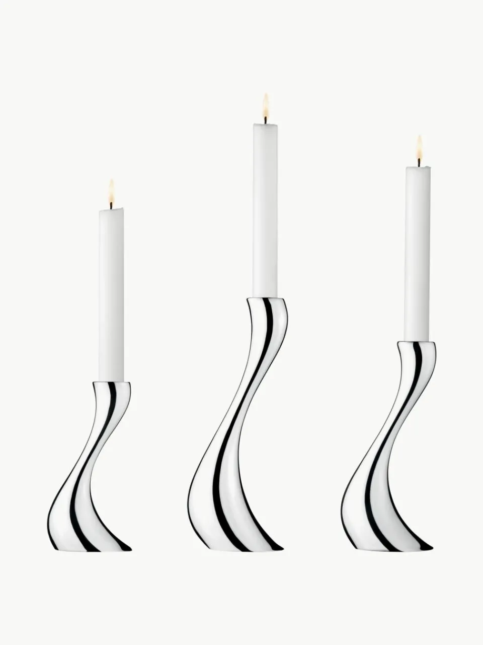 Kandelaars Cobra van edelstaal, set van 3^GEORG JENSEN Fashion