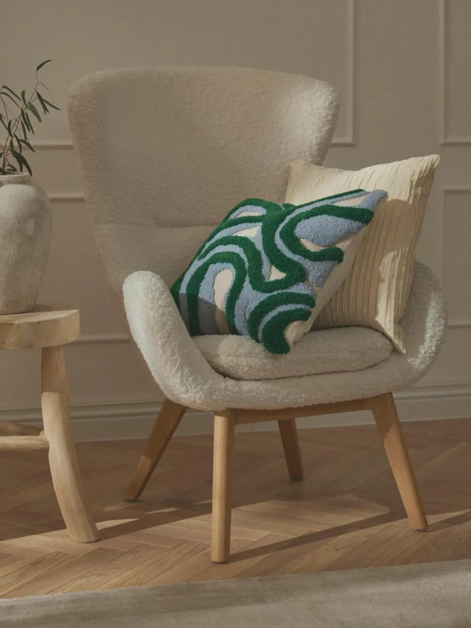 Katoenen kussenhoes Artemis met plissé-patroon^Westwing Collection Online
