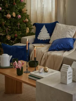 Katoenen kussenhoes Nira met winters motief^Westwing Collection Outlet
