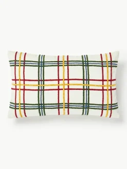Katoenen kussenhoes Noja met chenille ruitpatroon^Westwing Collection Discount