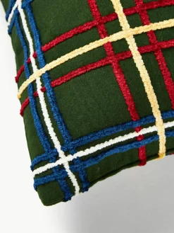 Katoenen kussenhoes Noja met chenille ruitpatroon^Westwing Collection Outlet