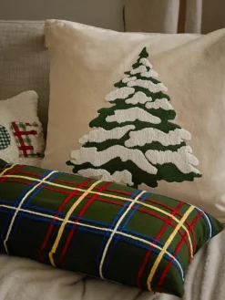 Katoenen kussenhoes Noja met chenille ruitpatroon^Westwing Collection Outlet