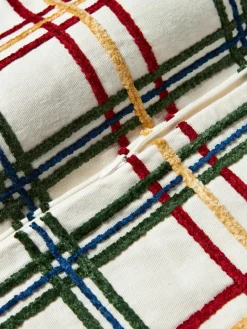 Katoenen kussenhoes Noja met chenille ruitpatroon^Westwing Collection New