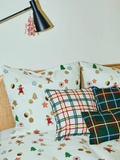 Katoenen kussenhoes Noja met chenille ruitpatroon^Westwing Collection New