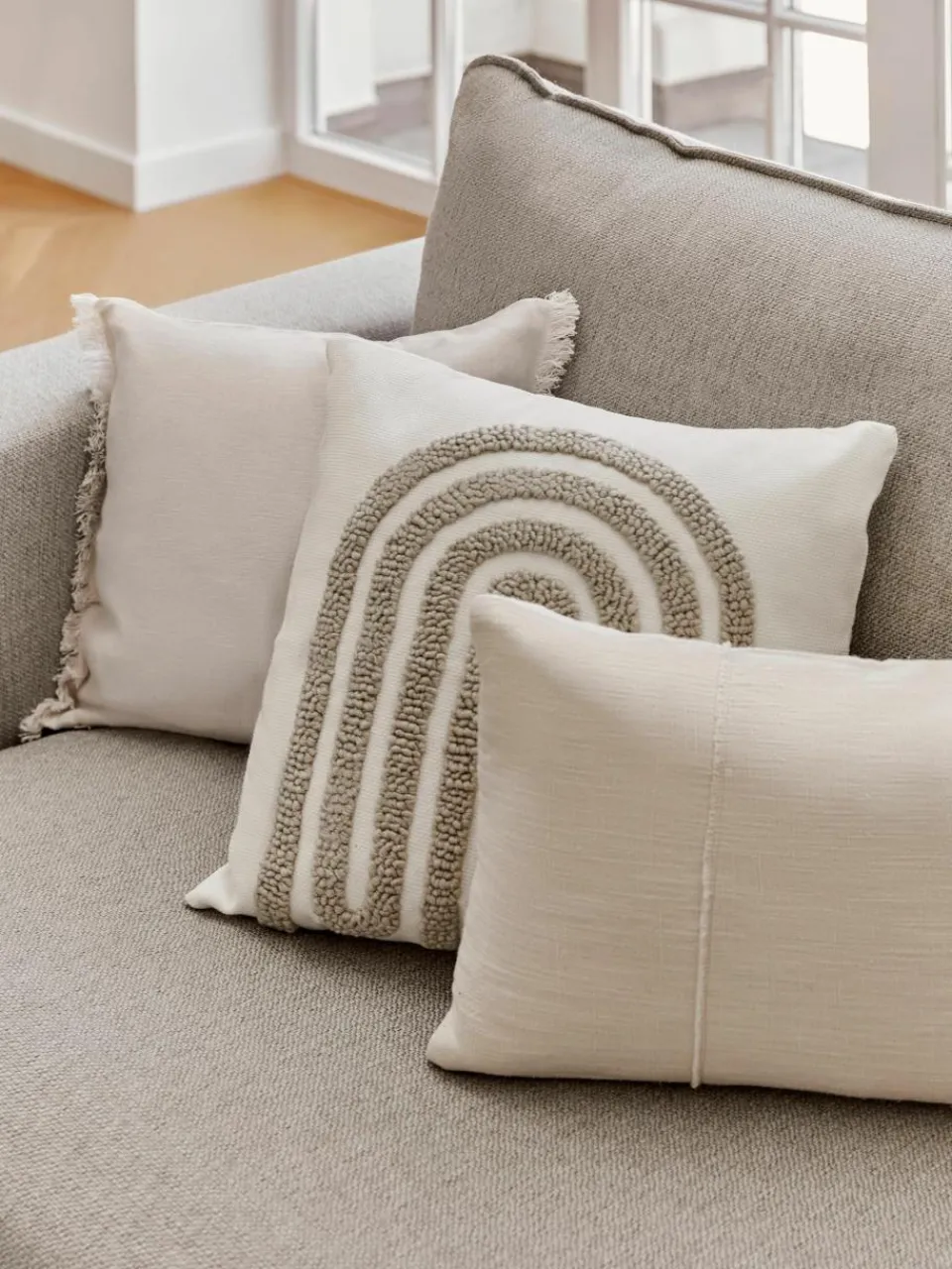 Katoenen kussenhoes Terre met decoratieve naad^Westwing Collection Discount