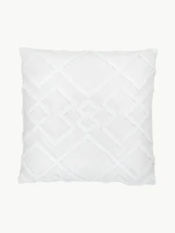 Katoenen perkale kussenhoes Faith met getufte decoratie^Westwing Collection Hot