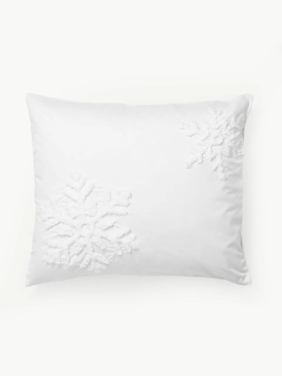 Katoenen perkale kussenhoes Vidal met getuft sneeuwvlokmotief^Westwing Collection Best