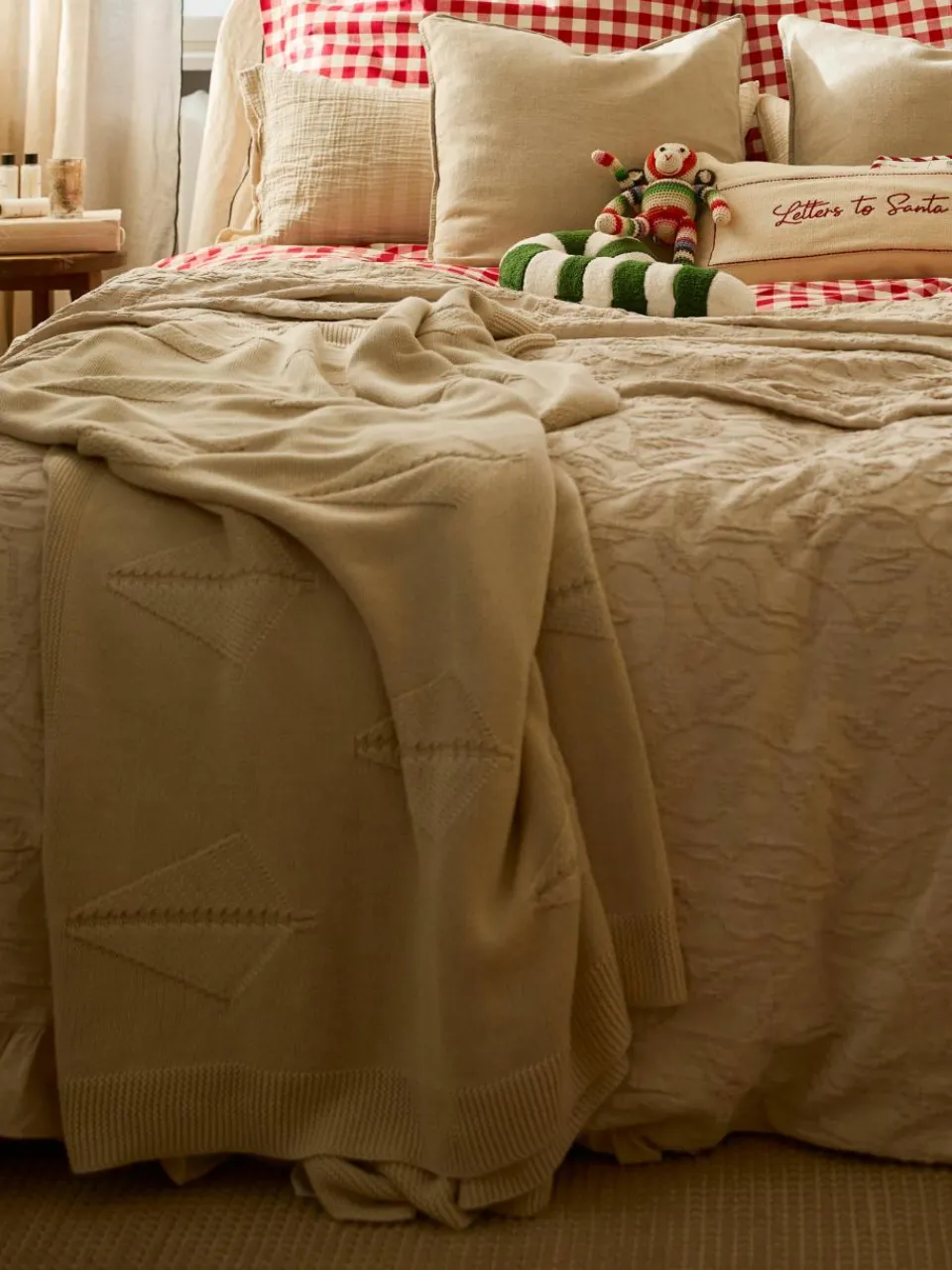 Katoenen plaid Beryl met winters motief^Westwing Collection Sale
