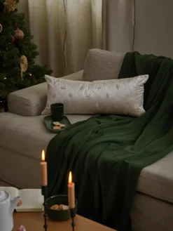 Katoenen plaid Beryl met winters motief^Westwing Collection Online