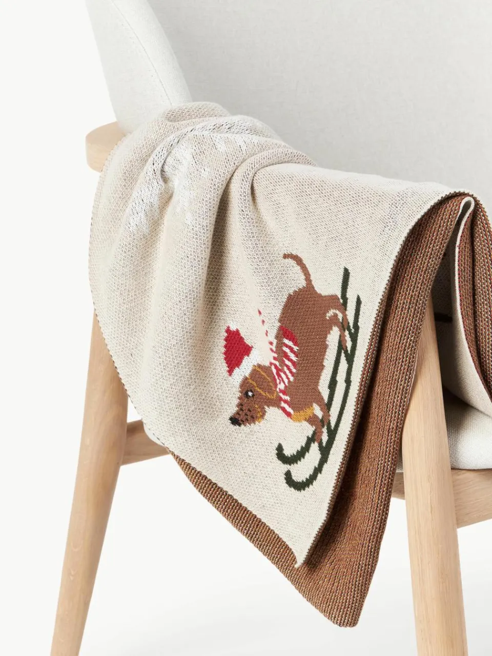 Katoenen plaid Buddy met winters motief^Westwing Collection Sale