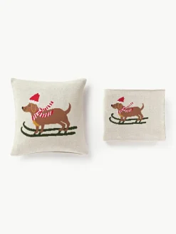 Katoenen plaid Buddy met winters motief^Westwing Collection Sale