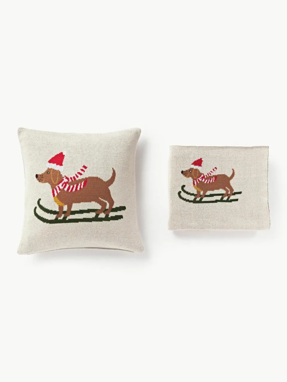 Katoenen plaid Buddy met winters motief^Westwing Collection Sale