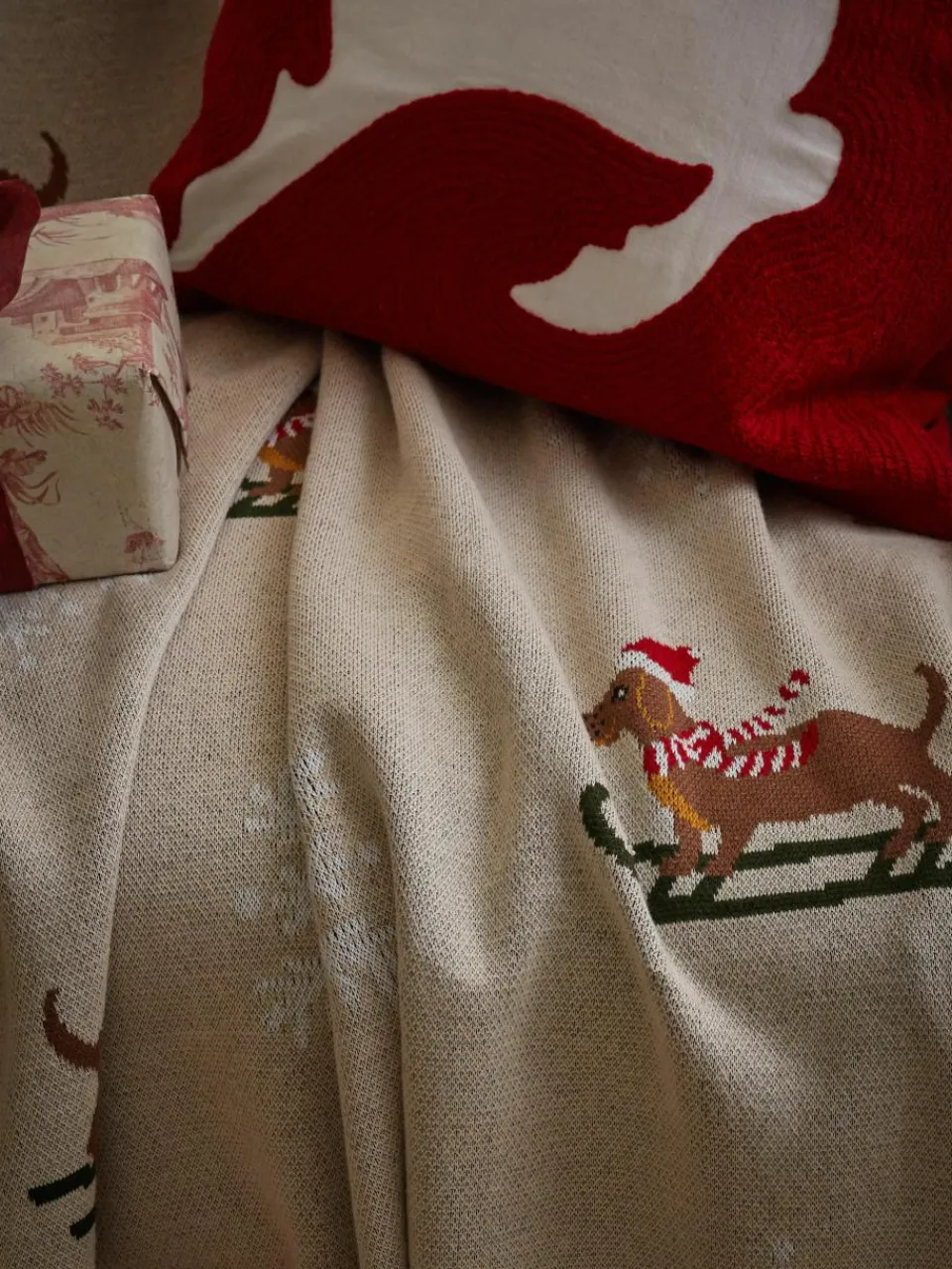 Katoenen plaid Buddy met winters motief^Westwing Collection Sale