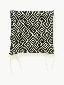 Katoenen zitkussen Sevil met grafische decoratie, 2 stuks^Westwing Collection Clearance
