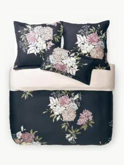 Katoenensatijnen dekbedovertrek Margot met bloemenprint^Westwing Collection Fashion