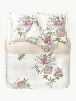 Katoenensatijnen dekbedovertrek Margot met bloemenprint^Westwing Collection Online