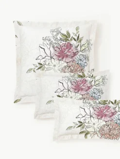 Katoenensatijnen kussenhoes Margot met bloemenprint^Westwing Collection Sale