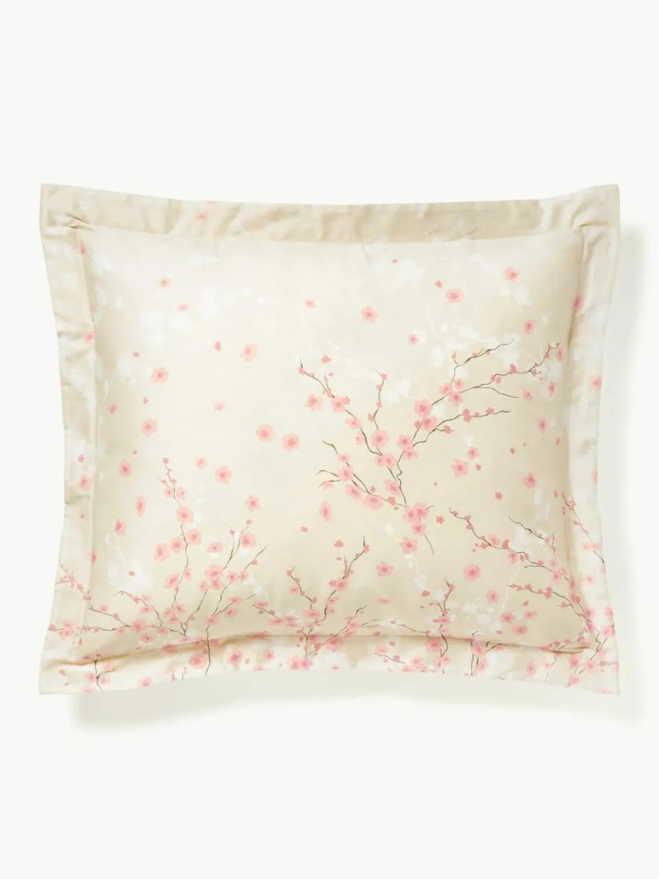 Katoenensatijnen kussenhoes Sakura met bloemenprint^Westwing Collection Fashion
