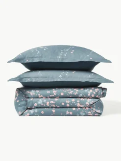 Katoensatijnen dekbedovertrek Sakura met bloemenprint^Westwing Collection Clearance