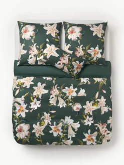 Katoensatijnen dekbedovertrek Flori met bloemenprint^Westwing Collection Sale