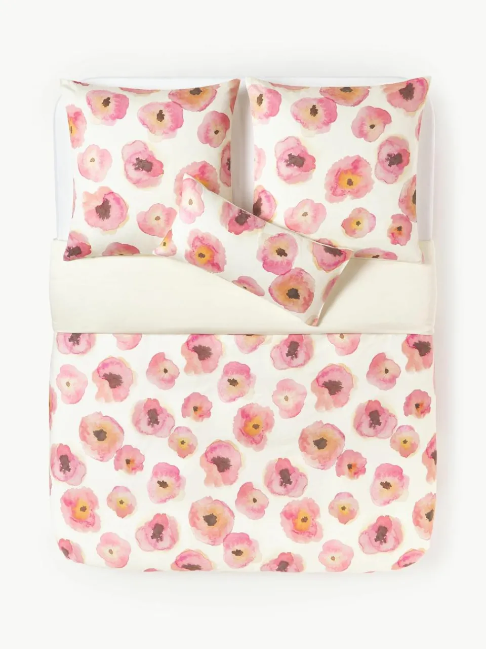 Katoensatijnen dekbedovertrek Fiorella met bloemenprint^Westwing Collection Fashion