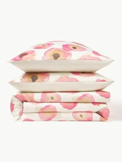 Katoensatijnen dekbedovertrek Fiorella met bloemenprint^Westwing Collection Fashion