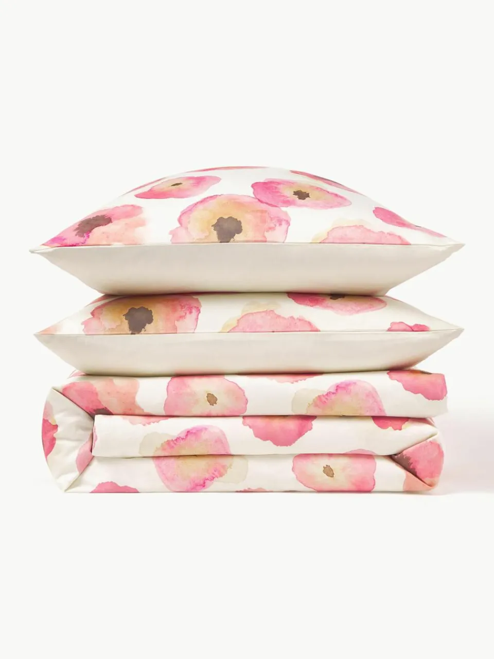 Katoensatijnen dekbedovertrek Fiorella met bloemenprint^Westwing Collection Fashion