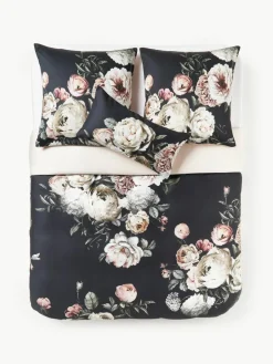 Katoensatijnen dekbedovertrek Blossom^Westwing Collection Sale