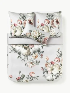 Katoensatijnen dekbedovertrek Blossom^Westwing Collection New
