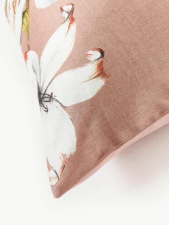 Katoensatijnen dekbedovertrek Flori met bloemenprint^Westwing Collection Discount