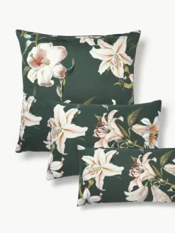 Katoensatijnen kussenhoes Flori met bloemenprint^Westwing Collection Sale