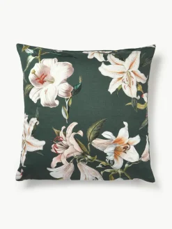 Katoensatijnen kussenhoes Flori met bloemenprint^Westwing Collection Sale