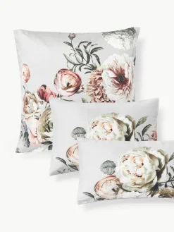 Katoensatijnen kussenhoes Blossom^Westwing Collection Hot