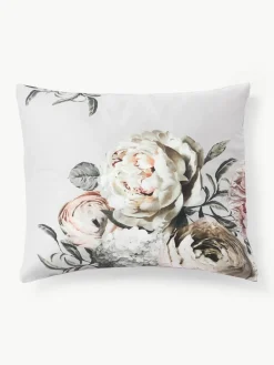 Katoensatijnen kussenhoes Blossom^Westwing Collection Hot