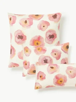 Katoensatijnen kussenhoes Fiorella met bloemenprint^Westwing Collection Online