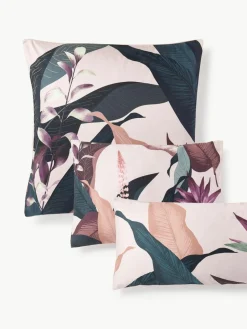 Katoensatijnen kussenhoes Flora^Westwing Collection Hot