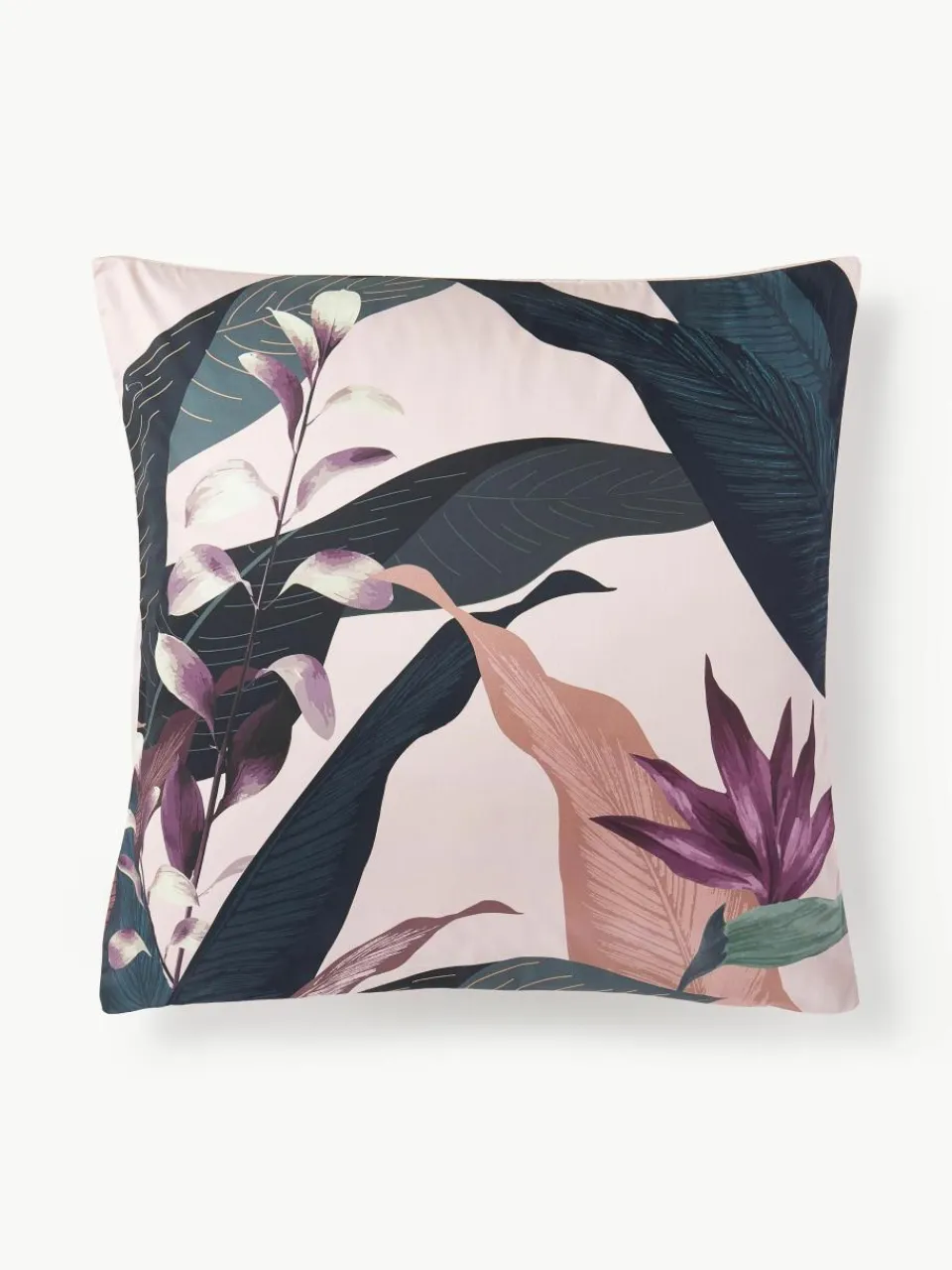 Katoensatijnen kussenhoes Flora^Westwing Collection Hot