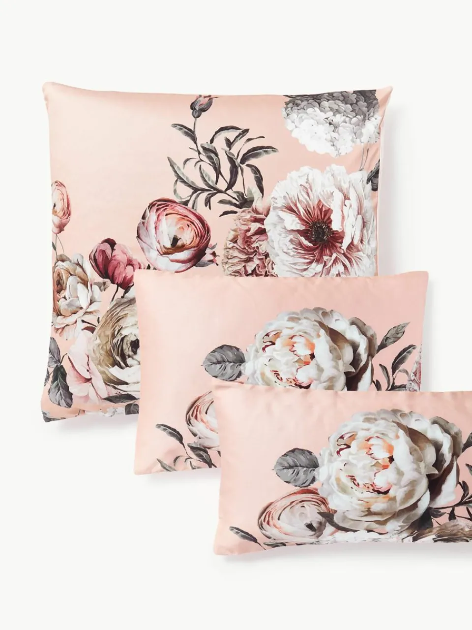 Katoensatijnen kussenhoes Blossom^Westwing Collection Outlet