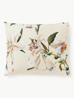 Katoensatijnen kussenhoes Flori met bloemenprint^Westwing Collection Best
