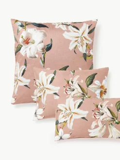 Katoensatijnen kussenhoes Flori met bloemenprint^Westwing Collection Outlet