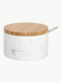 Keramiek suikerpot Kalina met lepel en bamboe deksel^ANDREA HOUSE Online